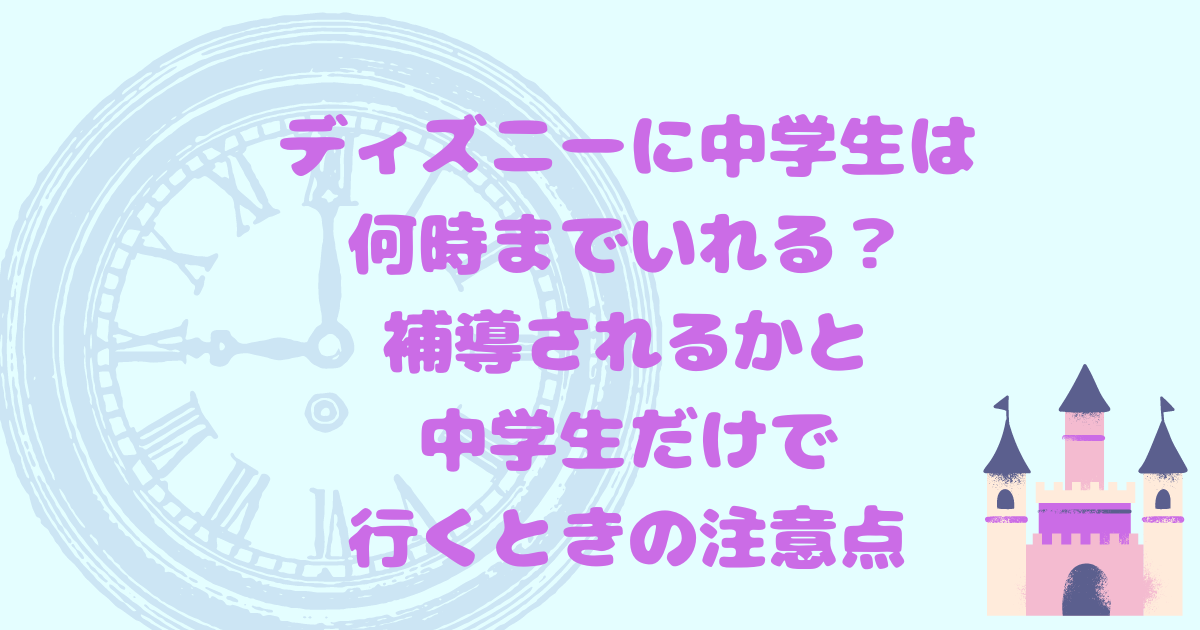 ディズニーに中学生は何時までいれる 補導されるかと中学生だけで行くときの注意点 日常向上ハピネス上等